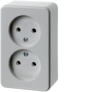 Wandcontactdoos z.aardcontact 2-v steekklemmen opbouwserie
