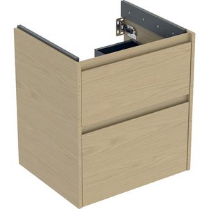 onderkast voor wastafel 2x la 54.6x60.6x44.6cm Breedte wastafel=60cm eik naturel / Melamine houtstructuur