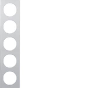 Afdekraam 5-v berker R.3 aluminium/polarwit