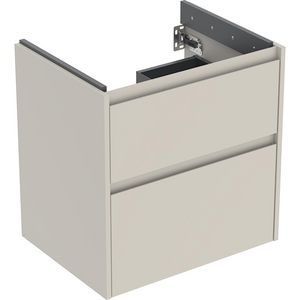 onderkast voor wastafel 2x la 59.5x60.6x44.6cm Breedte wastafel=65cm zandgrijs / gelakt zijdemat