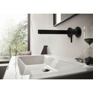 Afbouwdeel Finoris 2-gats wandmengkraan mat zwart sprong 228mm incl. push-open plug 1.1/4"