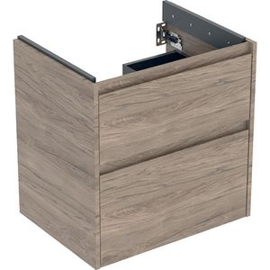 onderkast voor wastafel 2x la 59.5x60.6x44.6cm Breedte wastafel=65cm walnoot hickory / Melamine houtstructuur