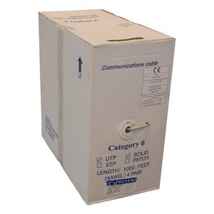 U/UTP CAT6 SOLID PVC 24 AWG GREY 305mtr. WHITE BOX ECA