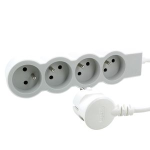 Contactdoos standaard 4xPA met 1,5m. wit-grijs VVE=10