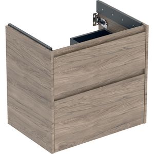 onderkast voor wastafel 2x la 64.4x60.6x44.6cm Breedte wastafel=70cm walnoot hickory / Melamine houtstructuur