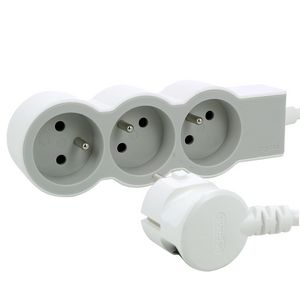Contactdoos standaard 3xPA met 1,5m. wit-grijs VVE=10