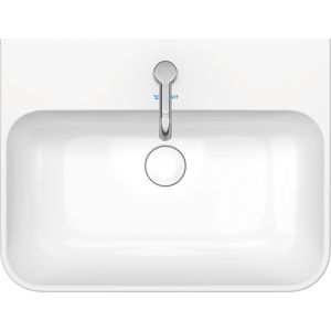 HAPPY D.2 PLUS #236060 opzetwastafel 600mm wit met kraangat met overloop geslepen onderzijde