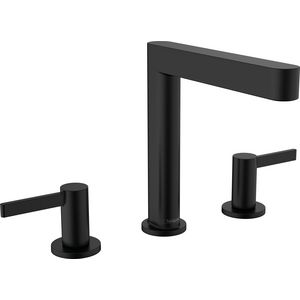 Finoris 3-gats wastafelmengkraan 160 mat zwart sprong 169mm incl. push-open plug 1.1/4"