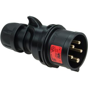 Stekker CEE zwart IP44 16A 3P 230V 6h VVE=10