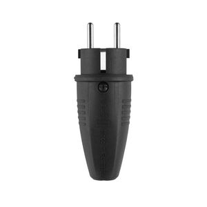 Stekker geaard zwart rubber IP44 Schuko