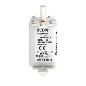 Zekering hoge snelheid 20A AC 1000V 125kA 00 aR IEC VVE=6