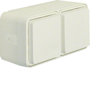 Wandcontactdoos 2-voudig horizontaal (#4)+behuizing W.1 p.wi