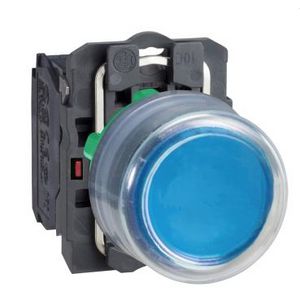 blue projecting pushbutton clear boot 1NO screw clampr