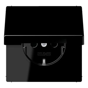 Wandcontactdoos zwart m. R/A ki.bev.& klapd. LS990