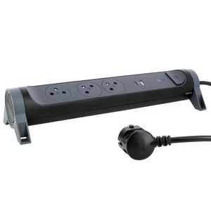 Contactdoos mont.-/draaib. USB A+C OSB 3xPA 1,5m. zw VVE=5