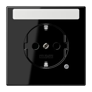 Wandcontactdoos zwart m.R/A tekstvast&glimlamp LS990