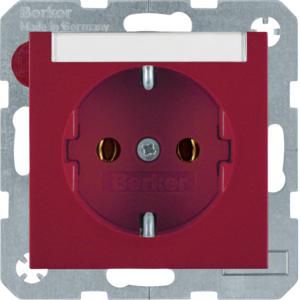 Wandcontactdoos RA tekstveld steek berker S.1/B.3/B.7 rood glans