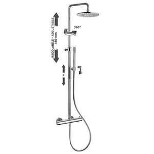 Showerpipe therm. hoofddouche 225mm+staafdouche chroom