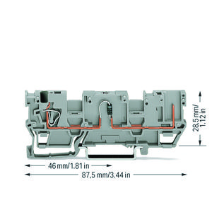 1-draads/1-pins modulebasisklem 2-voudige dwarsbrug VVE=50