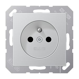 Wandcontactdoos aluminium m.penaarde&ki.beveil A500