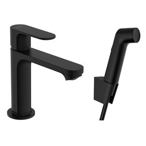 Rebris S 1-hendel wastafelkraan 110 met bidet handdouche en doucheslang 160cm mat zwart 72215670