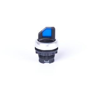 Keuzeschakelaar 2-standen met handgr.knop tijdelijk met verlichtings-mogelijkheid Blauw