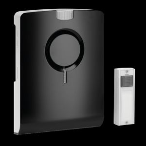 Draadloze gong zwart incl. beldrukker wit met flits tot 500m