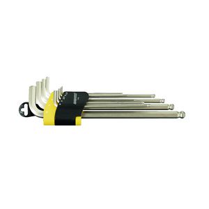 Stifsleutelset zeskant 9-delig: 1,5 - 2 - 2,5 - 3 - 4 - 5 - 6 - 8 - 10mm kogelkop