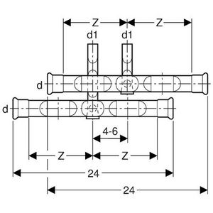RP-K/RL kruis paar rechts-links MAPRESS C-STAAL 22-22mm