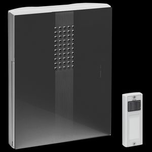 Draadloze gong beldrukker/zender 500m. front hoogglans-zwart