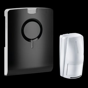 Draadloze gong zwart incl. bewegingsmelder wit flits 500m.