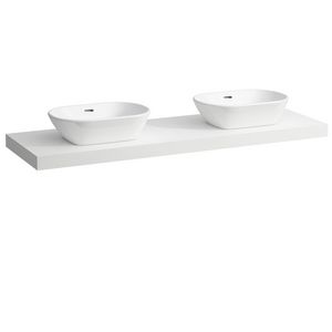 Wastafelblad LANI 160cm met dubbele uitsparing mat wit