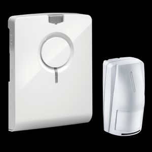 Draadloze gong wit incl. bewegingsmelder wit flits tot 500m.