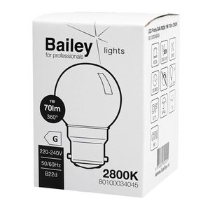 LED-lamp G45 party B22d 1W 70lm 828
