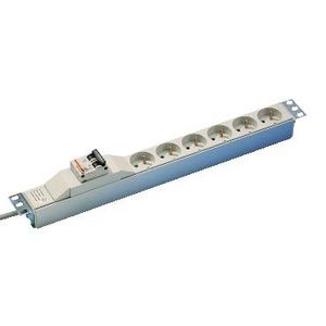 Power distribution rail 6 sockets+circuit breaker 19P U 1U