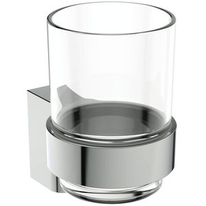 CONNECT transpar. glas met houder (wand) chroom