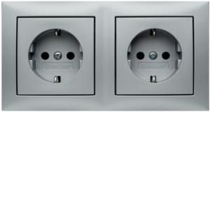 Wandcontactdoos RA 2-v afdekraam berker S.1 alulook