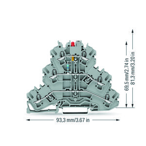 Moduleklem 3-etage LED rood grijs 2002-3221/1000-434 VVE=50