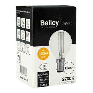 LED-lamp G45 CL FIL Ba15d 4W 39W 450lm 827 helder