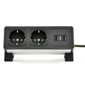 Contactdooscombinatie Netbox slim 2x230v horizon 1xusb lader
