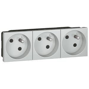 Wandcontactdoos 3voudig penaarde 45gr. ALU Mosaic VVE=10