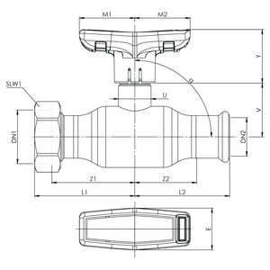 Kogelafsluiter Apollo FullFlow staalverzinkt 15xG3/4" press x wartel T-hendel