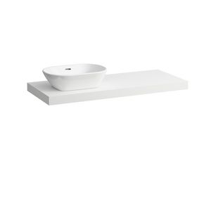 Wastafelblad LANI 120cm met uitsparing links mat wit