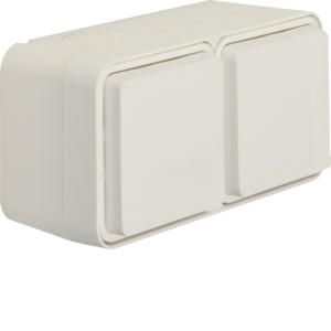 Wandcontactdoos 2-v hor. met behuizing berker W.1 p.wit
