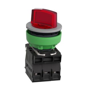 Flush mounted red illum ssw 2 pos stay put 24V AC/DC 1NO+1NC