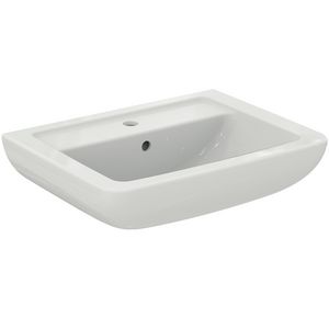 Eurovit plus rechthoekige wastafel 600x465mm wit met kraangat + overloop