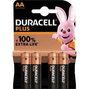 Blister a 4st. batterij AA cell MN1500 Plus LR06 Duracel VVE=20
