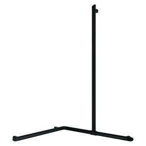 Douchestang haaks +verticale greep Ø35 alu zw.