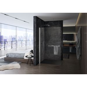 Inloopdouche Select+ 900x2000mm zilvermat helder glas 10mm incl. Shelf