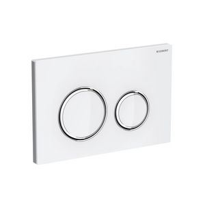 Bedieningsplaat 2-toets Sigma50 ROUND (voorheen Sigma21) 2-toets afdekplaat+toetsen: wit glas ringen+bevestigingsplaat: chroom